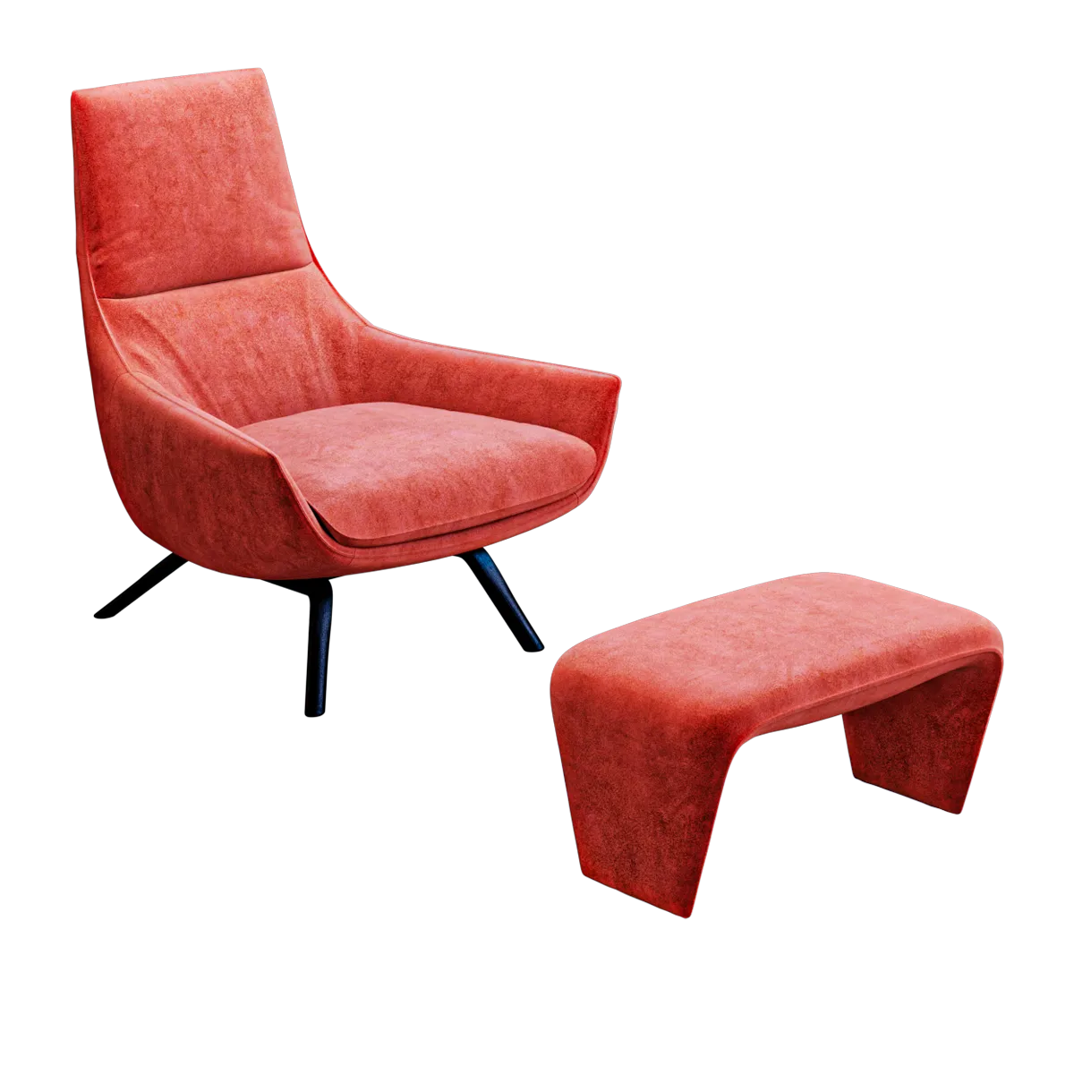 furniture - Leather swivel armchair with armrests 3D Model