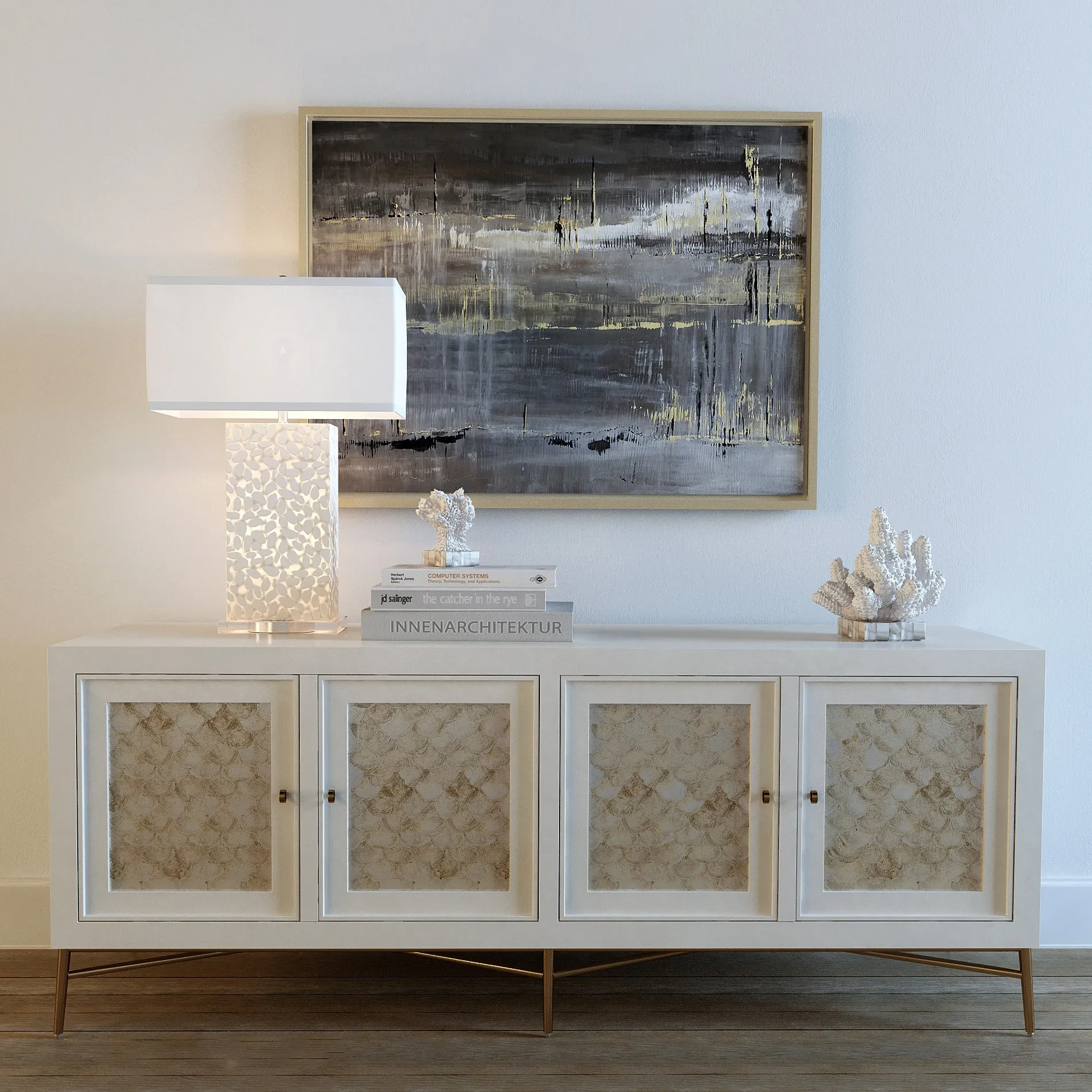 furniture - Leslie Capiz chest of drawer with table lamp 56 3D Model