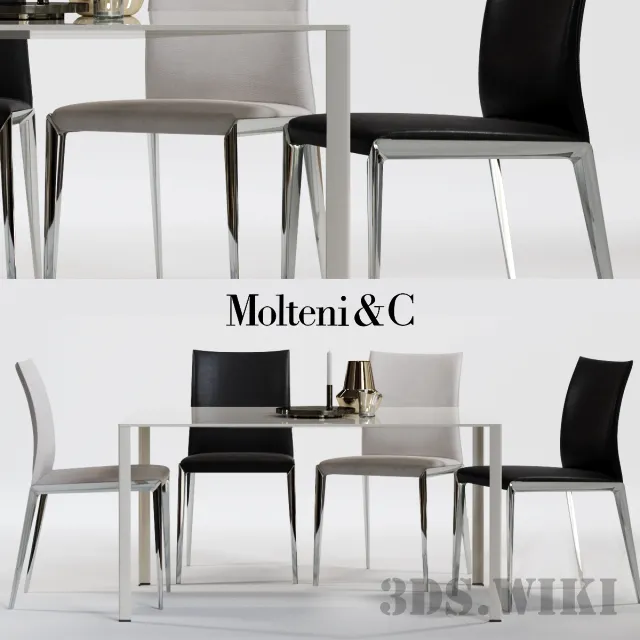 furniture - Lessless Table and Molteni Dart Chair 3D Model