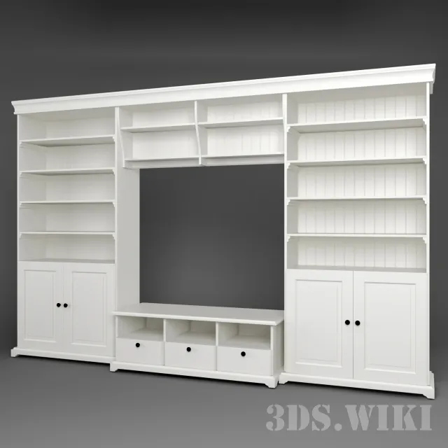 furniture - Library cabinet with space for TV 3D Model