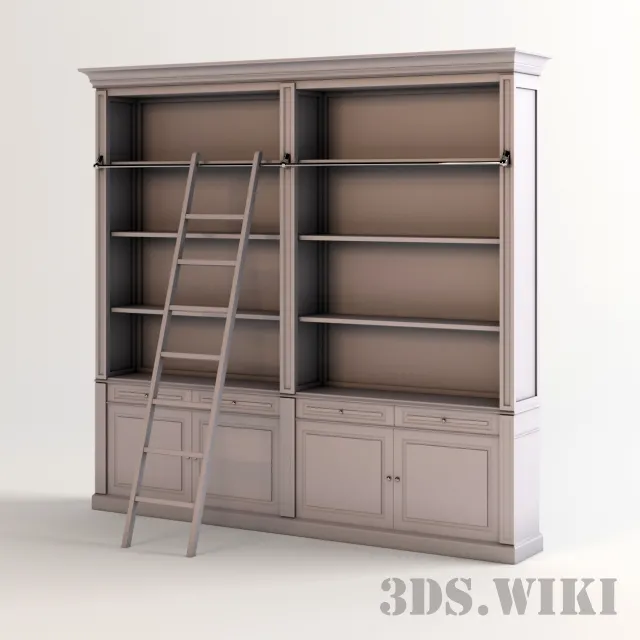 furniture - Library cabinet with stairs 3D Model