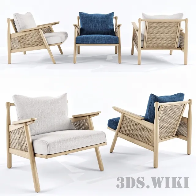 furniture - Linen Cane Chair 3D Model