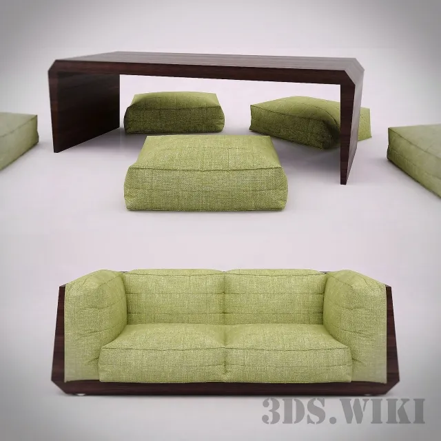furniture - Low soft modern sofa 3D Model