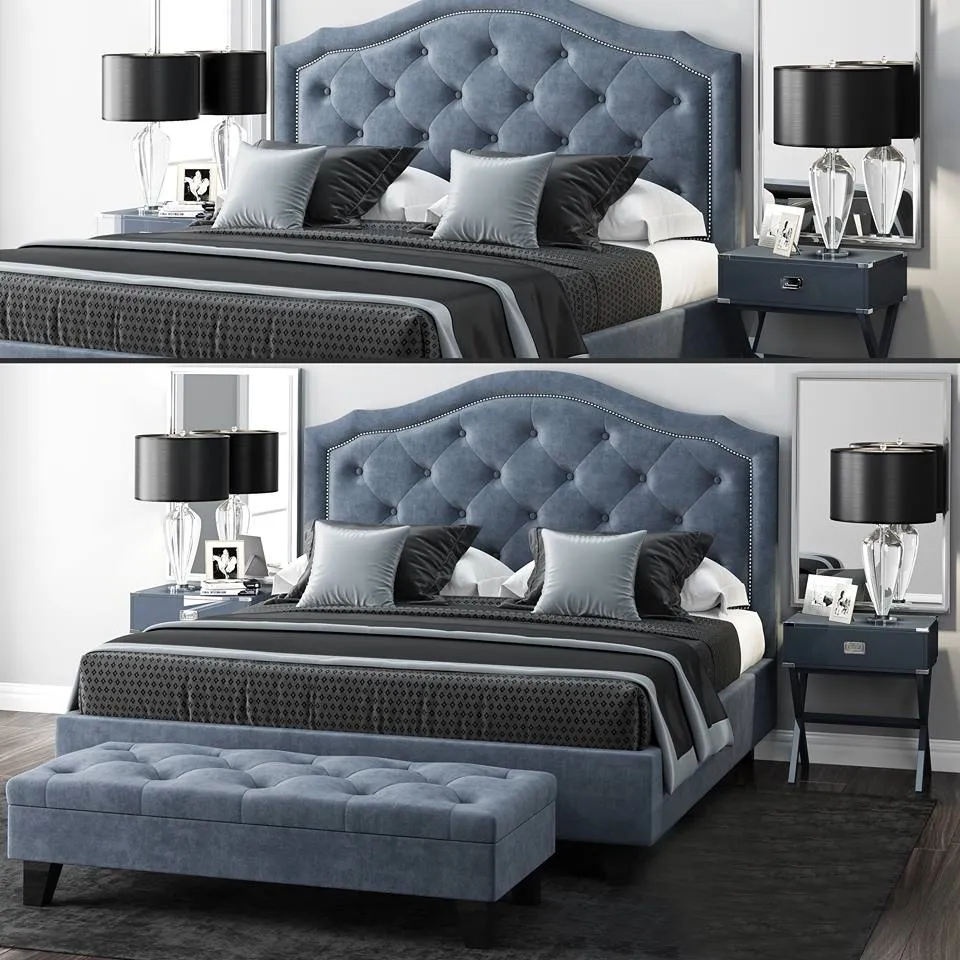 furniture - LuXeo brentwood Queen tufted bed 3D Model