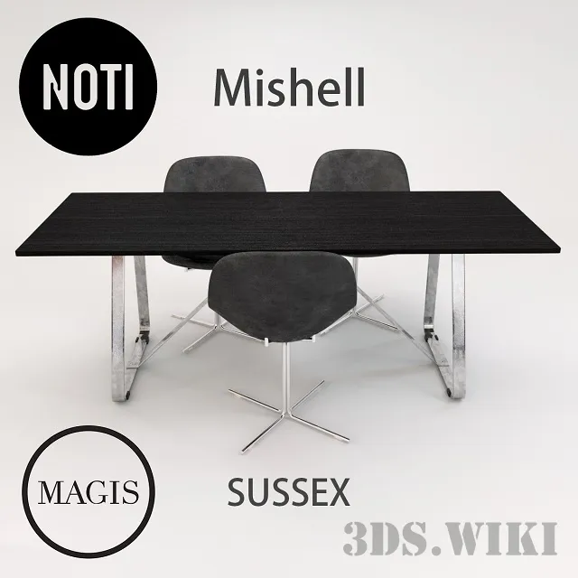 furniture - Magis Sussex Table and Noti Mishell Chair 3D Model