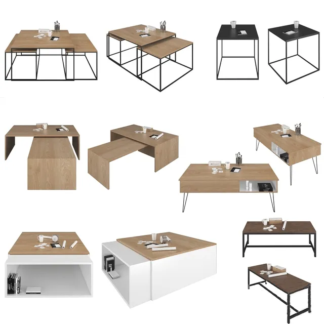 furniture - Maisons Monde table set 16 3D Model