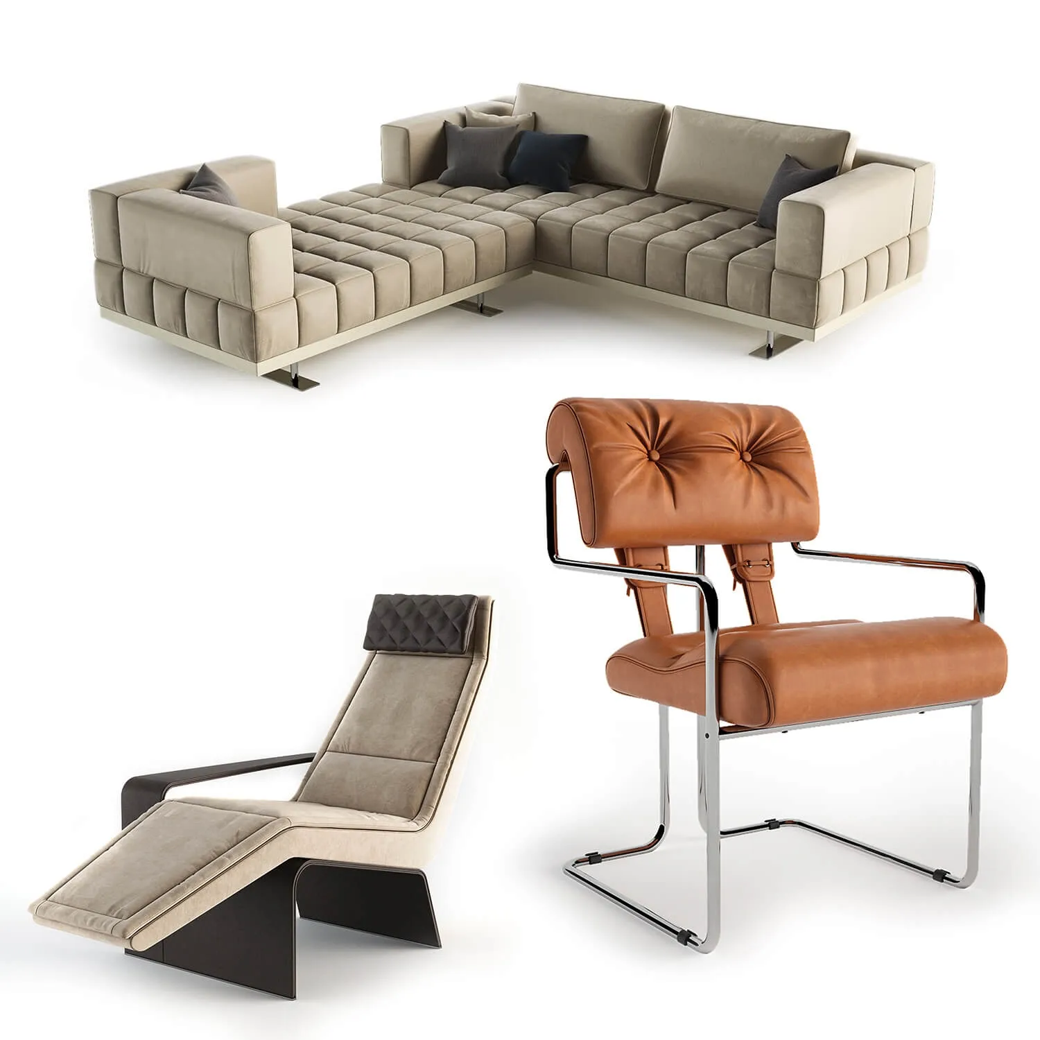 furniture - Mariani collection  armchair and sofa  03 3D Model