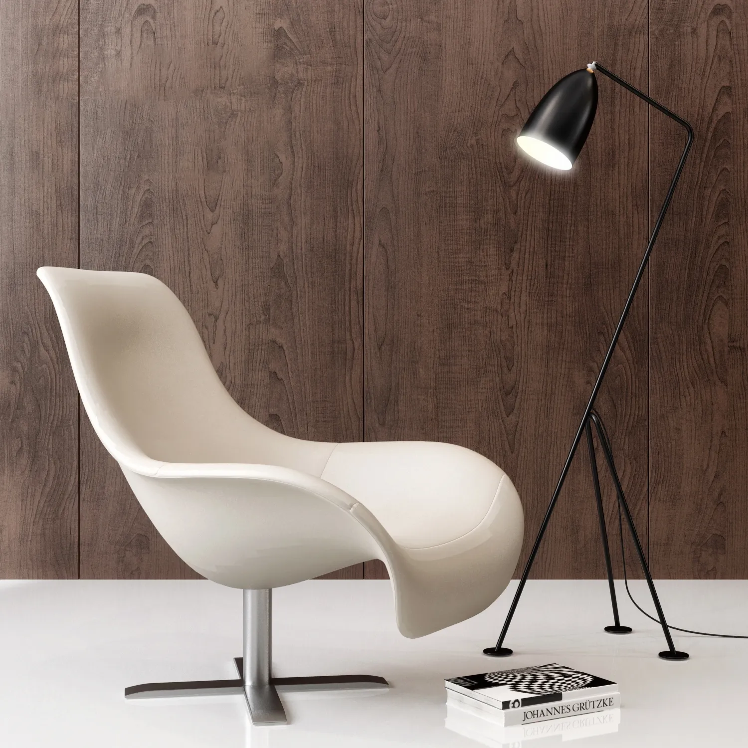 furniture - Mart armchair B&B Italy with floor lamp 3D Model