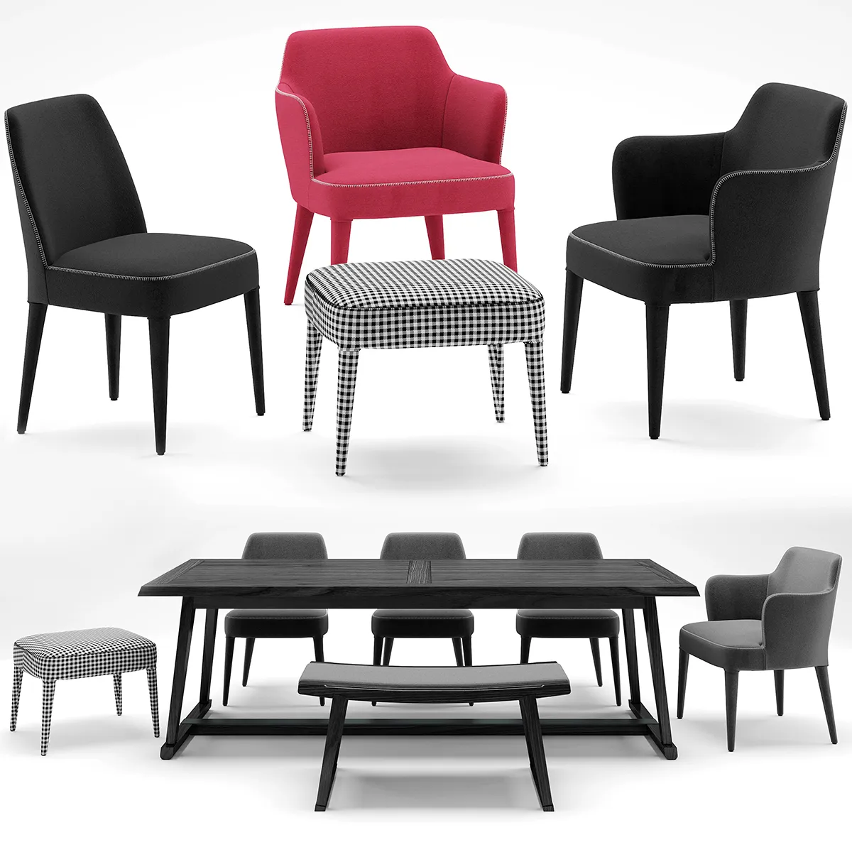 furniture - Maxalto table with chairs 52 3D Model