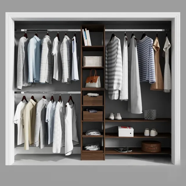 furniture - Melamine Reach-In Closet Kit in Mocha 3D Model