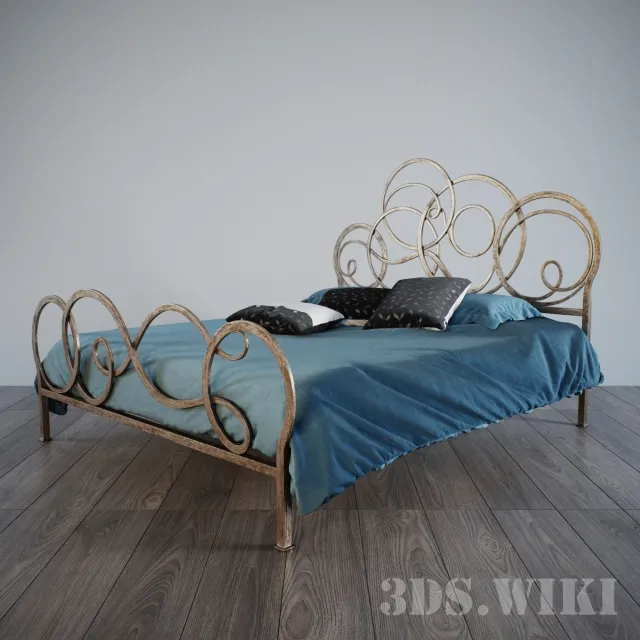 furniture - Metal Bed Azzurra 3D Model