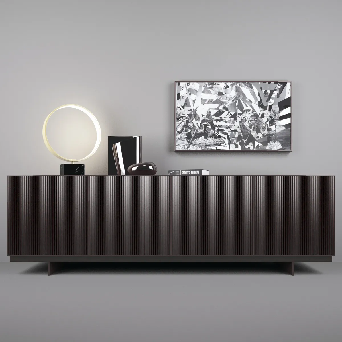 furniture - Minotti Aylon sideboard with accessories 3D Model