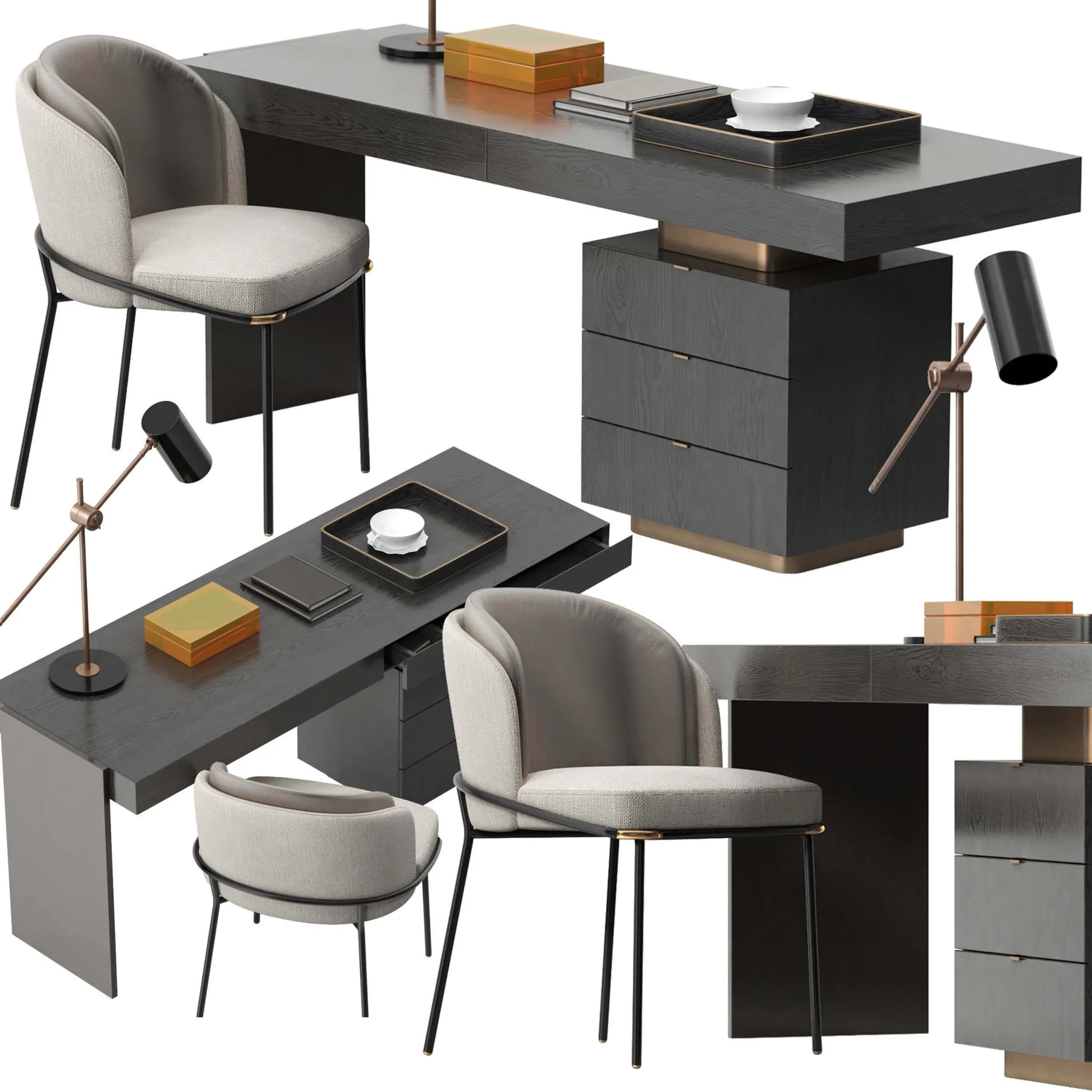 furniture - Minotti Carson desk set 3D Model