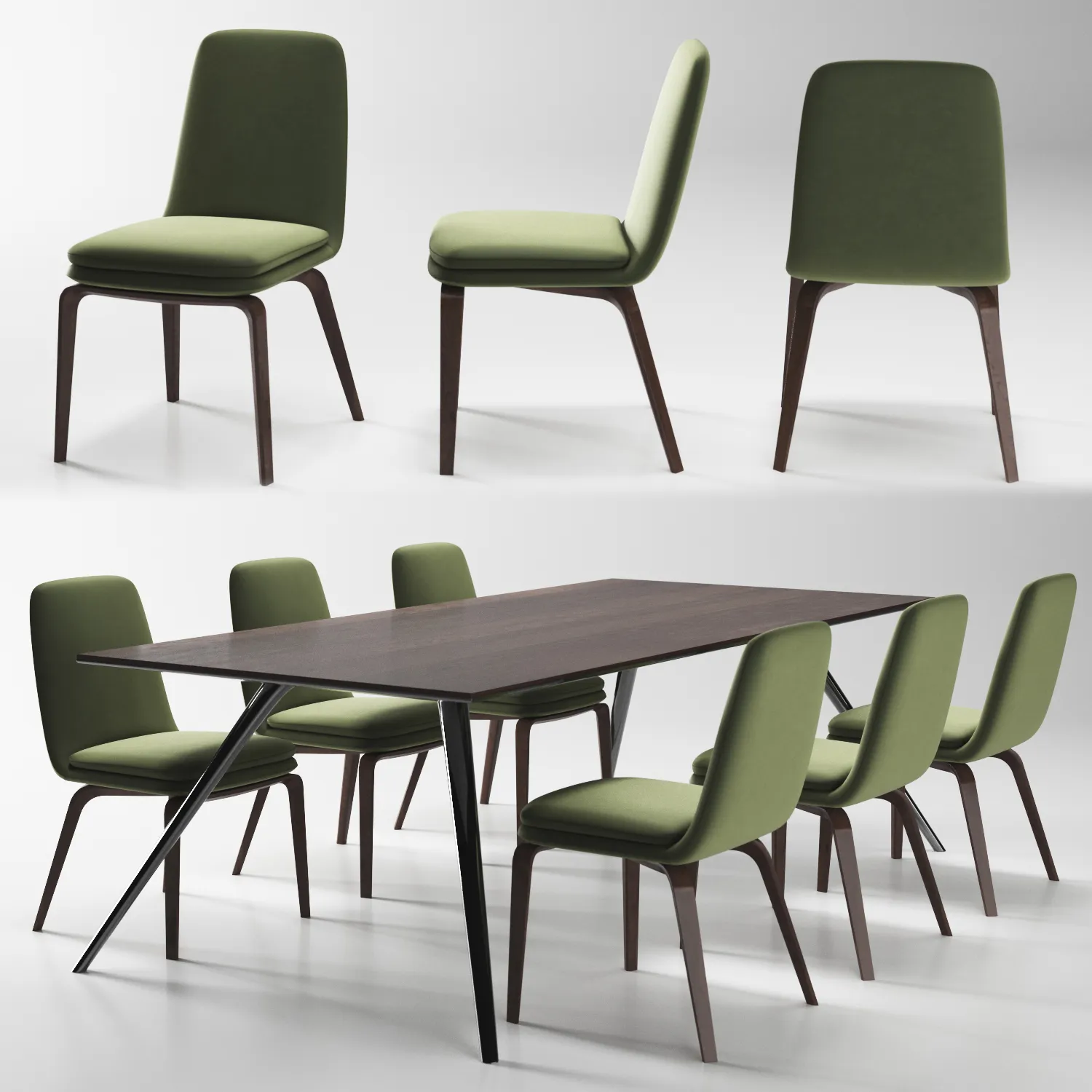 furniture - Minotti table & chairs 02 3D Model
