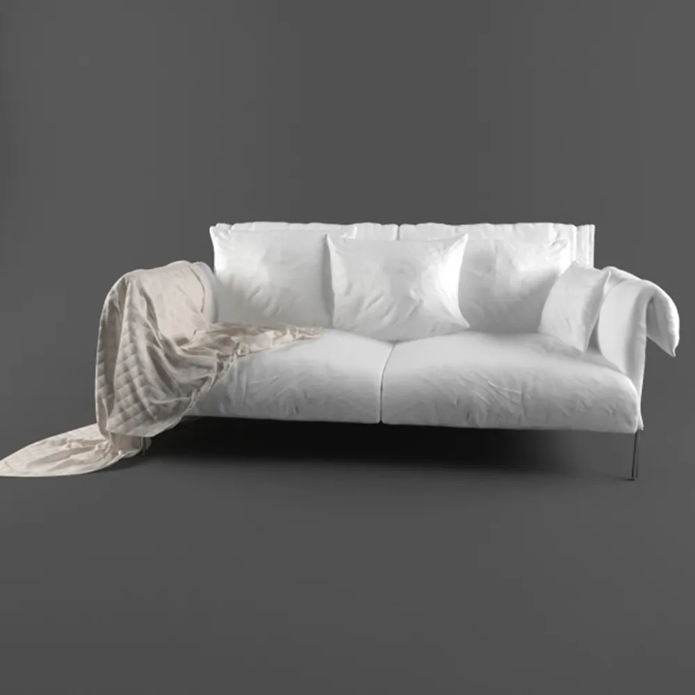 furniture - Modern beautiful sofa with white fabric 3D Model