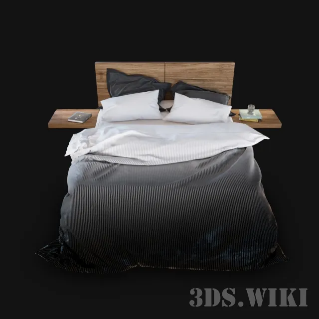 furniture - Modern Beautiful Wooden Bed 3D Model
