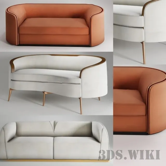 furniture - Modern Leather Sofa 3D Model