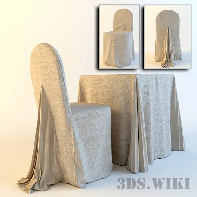 furniture - Modern party table and chair (cover) 3D Model