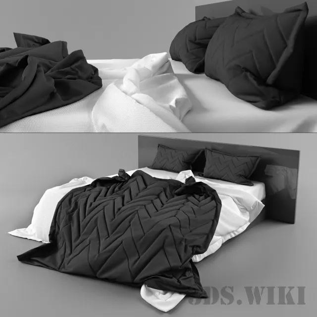 furniture - Modern unmade bed 3D Model