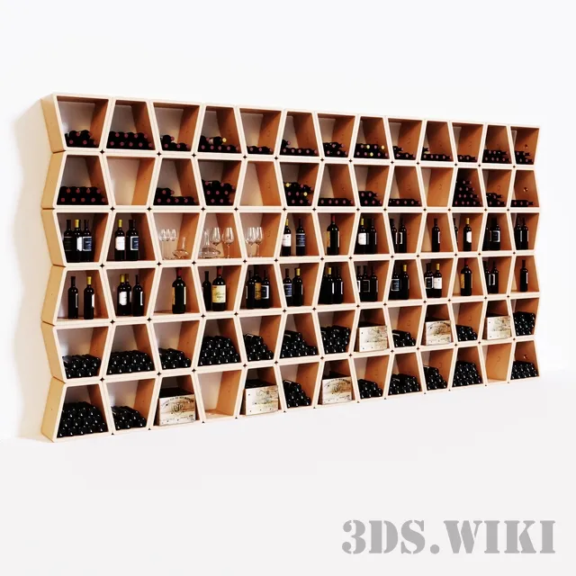 furniture - Modular Wine Wall Rack 3D Model