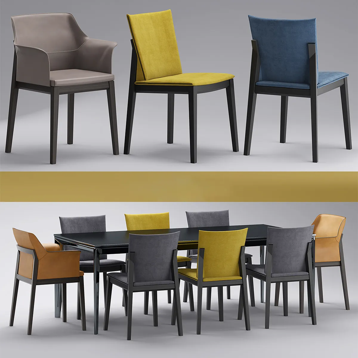 furniture - Molteni table with chairs 3D Model