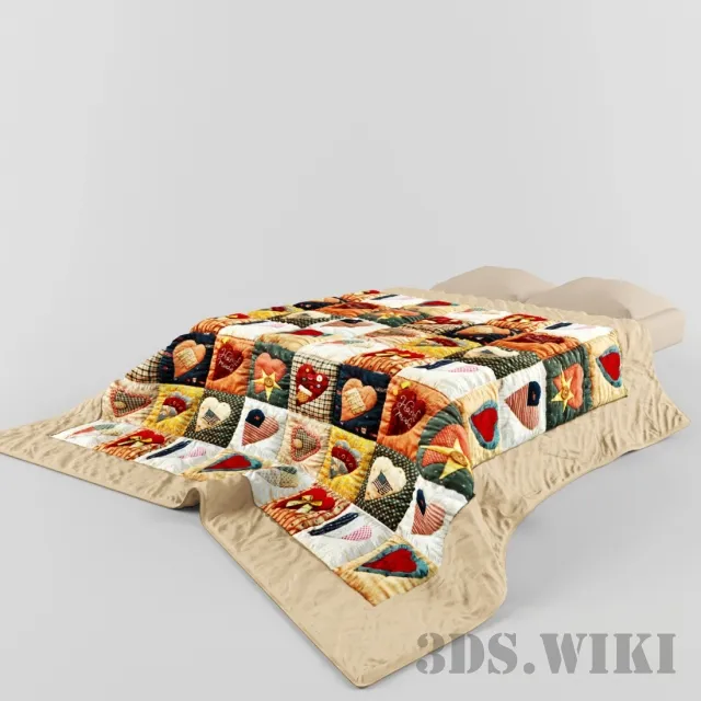 furniture - Multi-colored bedspread 3D Model