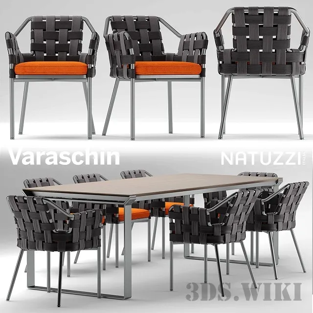 furniture - Natuzzi table and Varaschin Obi chairs 3D Model