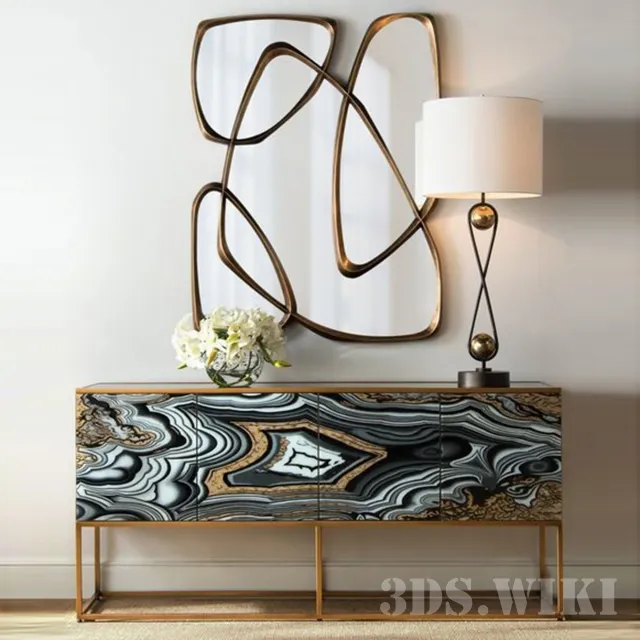 furniture - Nicola Painted-Agate Console 3D Model