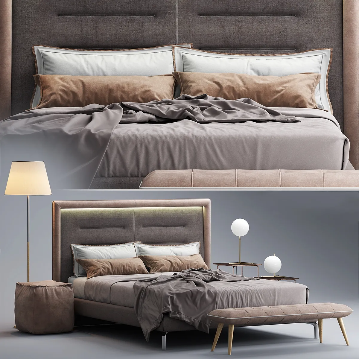 furniture - Novaluna Queen bed 4 3D Model