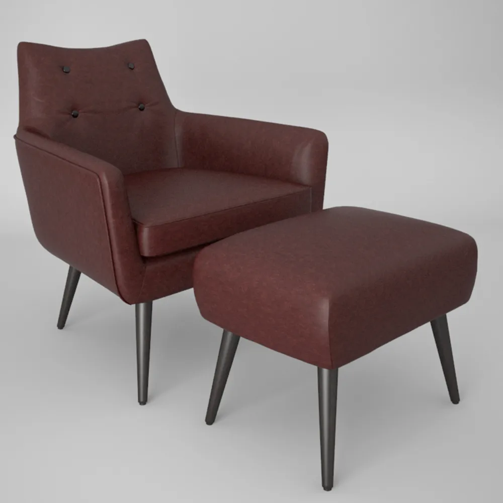 furniture - Old armchair with footrest 3D Model