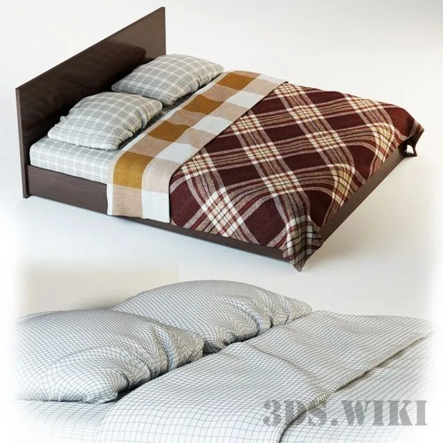 furniture - Old bed and linens 3D Model