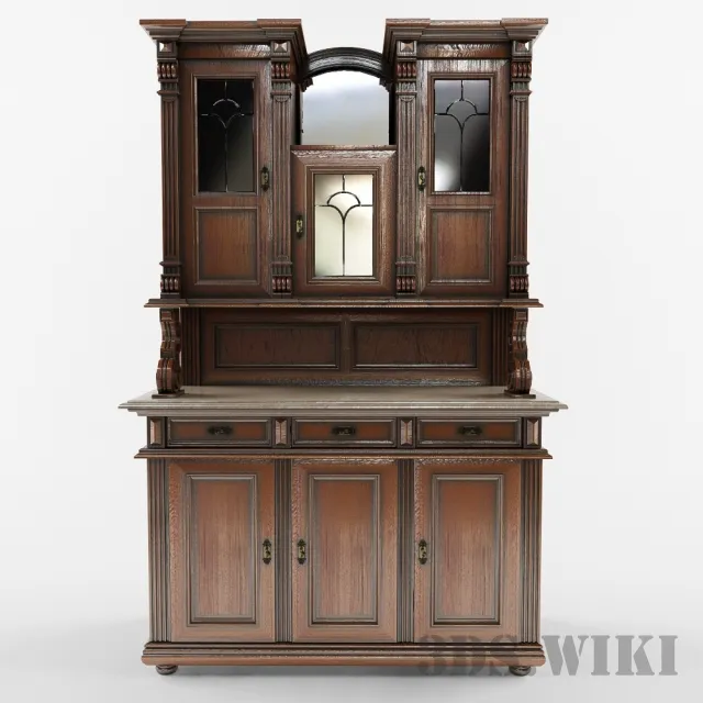 furniture - Old Wardrobe Showcase 3D Model