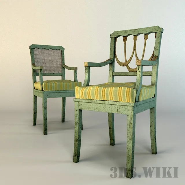 furniture - Old Wooden Chair Provence 3D Model