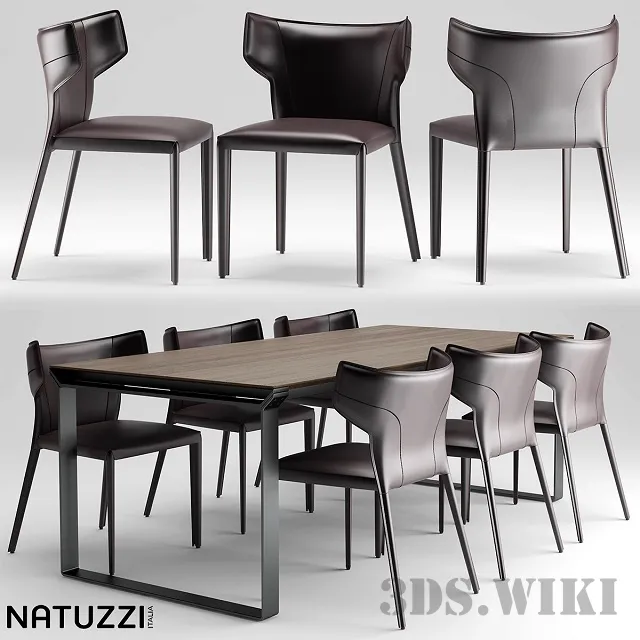 furniture - Omega table and PiGreco chairs - Natuzzi 3D Model