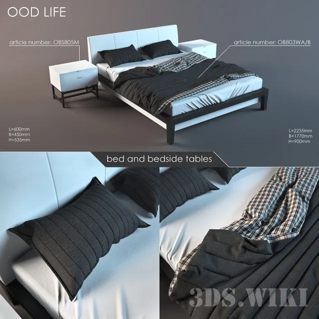 furniture - OOD LIFE Bed and bedside tables 3D Model