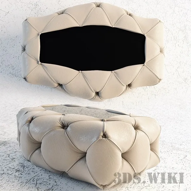 furniture - Ottoman table with glass top Ego Churchill 3D Model