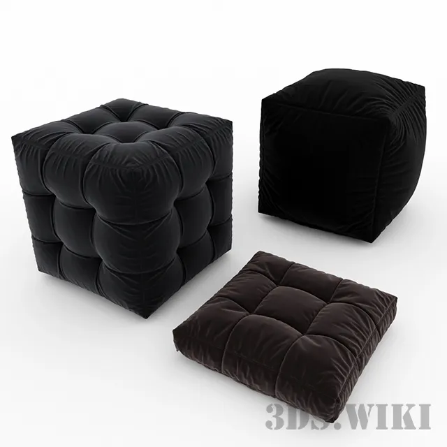 furniture - Ottomans of different shapes 3D Model