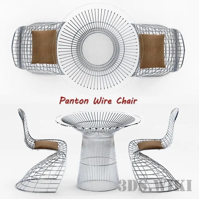 furniture - Panton Wire Table and Chair 3D Model