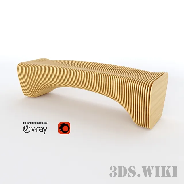 furniture - Parametric wooden bench Lago Verde 3D Model