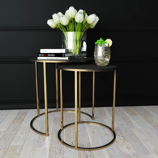 furniture - Pierce Shagreen table with flowers 3D Model