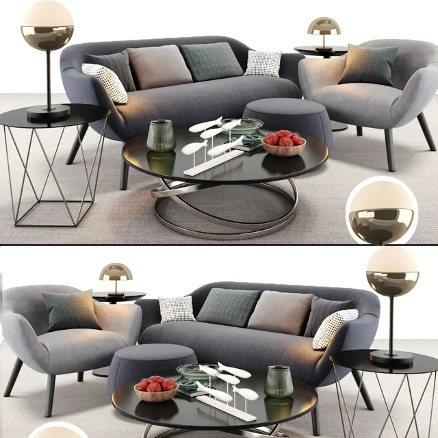 furniture - Poliform Mad sofa and armchair set 3D Model