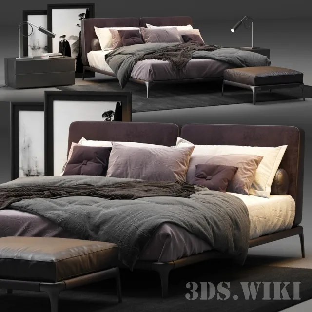 furniture - Poliform Park Uno Bed 3D Model