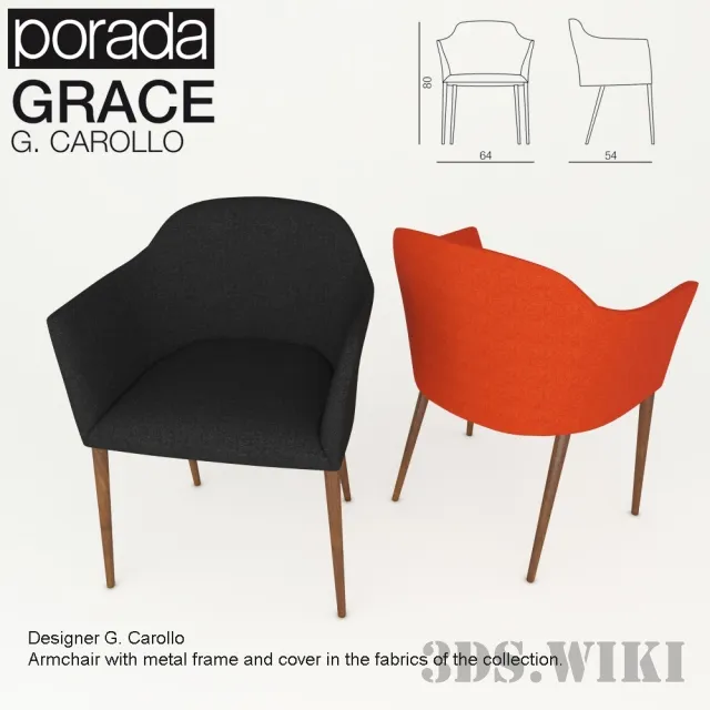 furniture - Porada Grace armchair 3D Model