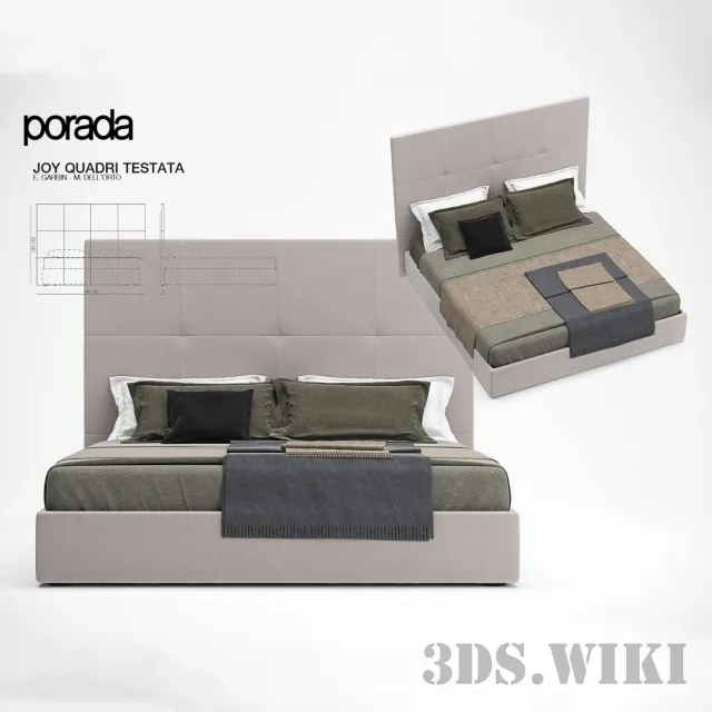 furniture - Porada Joy Quadri bed 3D Model