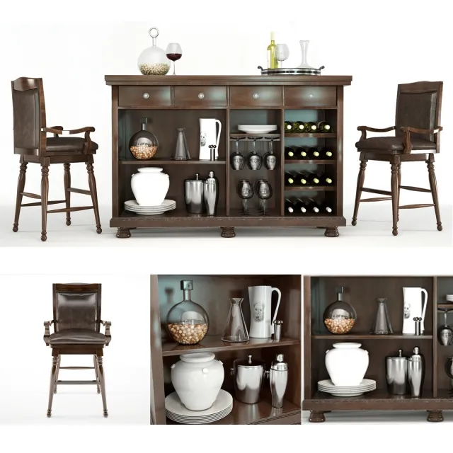 furniture - Porter Bar stand and chair 3D Model
