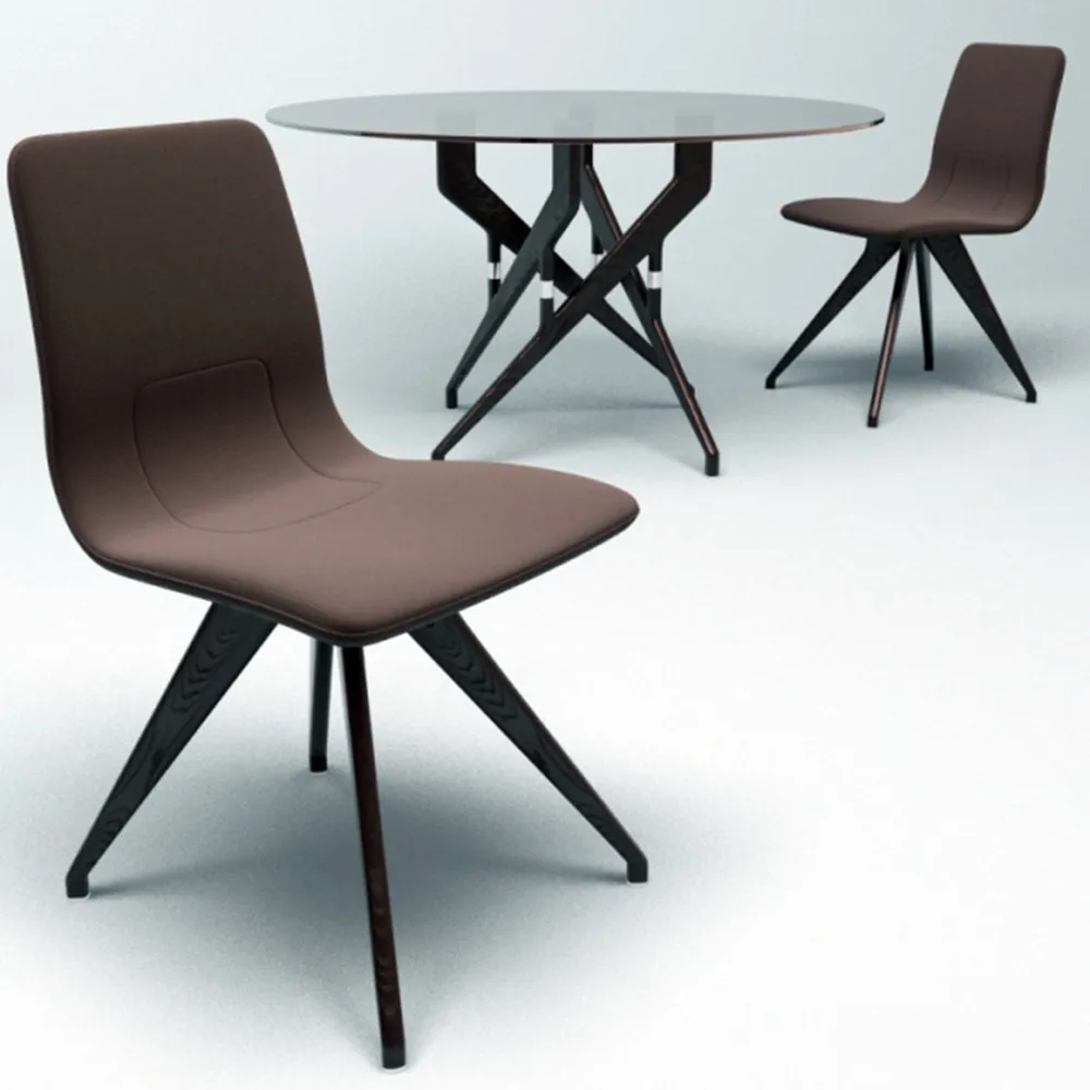 furniture - Potocco Torso table and chairs 3D Model