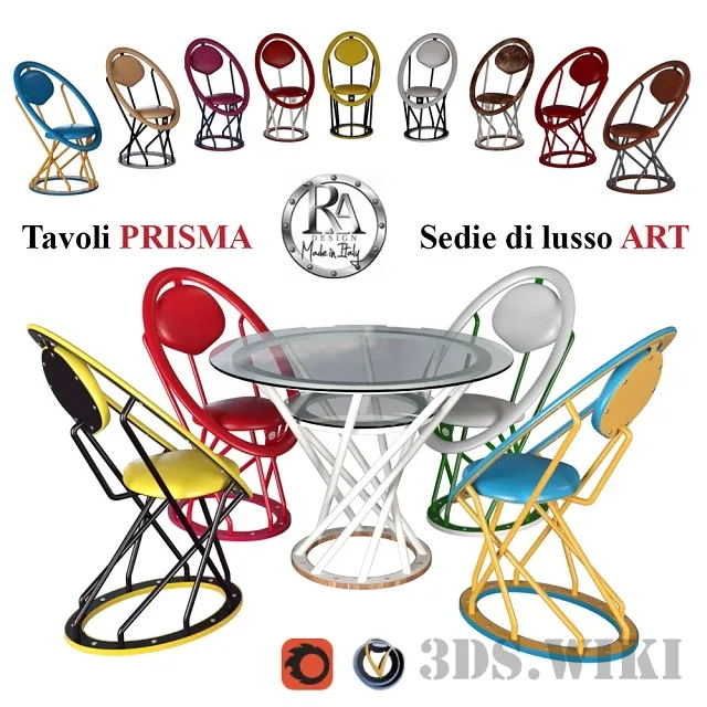 furniture - Prisma table Art chairs (RA-DESIGN) 3D Model