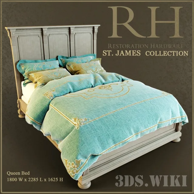 furniture - Queen bed ST. James Collection - Restoration Hardware 3D Model