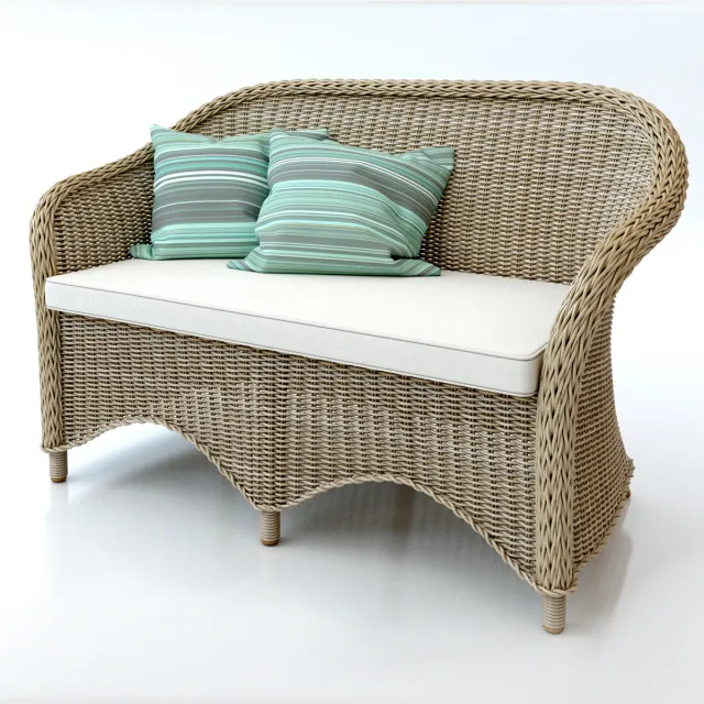 furniture - Rattan couch sofa 009 3D Model