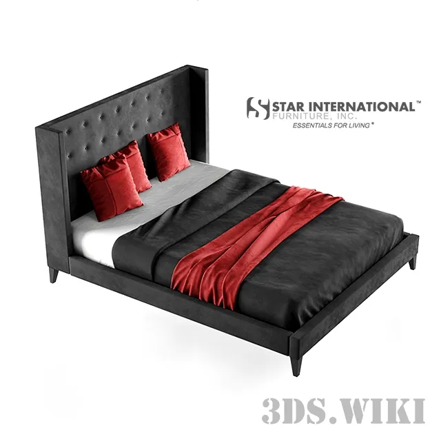 furniture - Rialto Wingback Platform Bed 3D Model